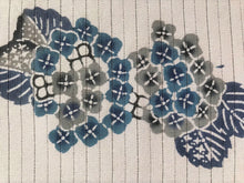 画像をギャラリービューアに読み込む, 藍型風 夏物半襟 あじさいと虹(ポイント)