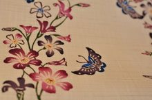 画像をギャラリービューアに読み込む, 紅型太鼓帯「ムラサキカタバミに蝶」(ポイント)